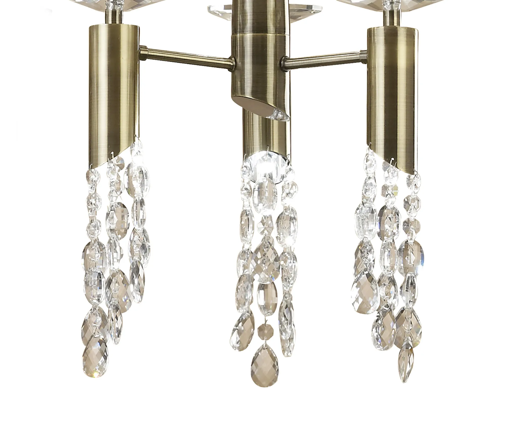 Tiffany AB Crystal Pendant 6+6 Light Antique Brass M3873/WS  Mantra Tiffany Antique Brass-White